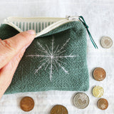 Embroidered Snowflake Forest Green Purse