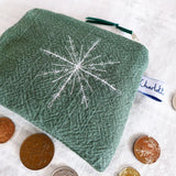 Embroidered Snowflake Forest Green Purse