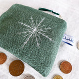 Embroidered Snowflake Forest Green Purse