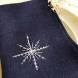 Embroidered Snowflake Ink Linen Napkins