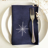 Embroidered Snowflake Ink Linen Napkins