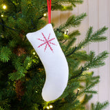 Embroidered Snowflake Stocking Tree Decoration