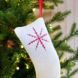 Embroidered Snowflake Stocking Tree Decoration