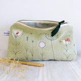 Embroidered Wildflowers Green Mid Pouch
