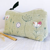 Embroidered Wildflowers Green Mid Pouch