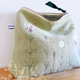 Embroidered Wildflowers Green Tall Pouch