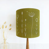 Embroidered Wildflowers Olive Linen Lampshade