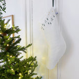 Embroidered Winter Trees Linen Stocking