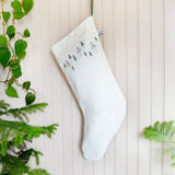 Embroidered Winter Trees Linen Stocking