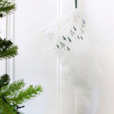 Embroidered Winter Trees Linen Stocking