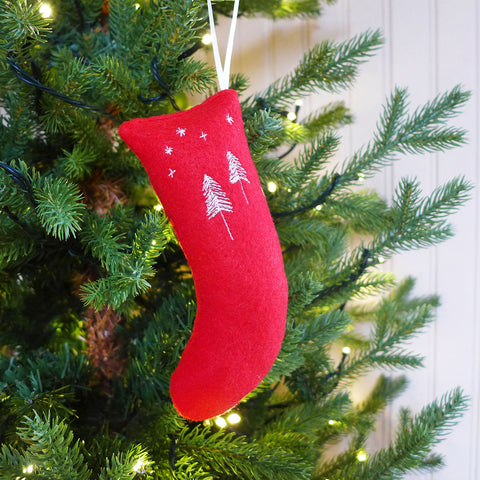 Embroidered Winter Trees Stocking Tree Decoration
