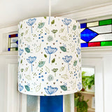 Ivory Blue Parsley Printed Linen Lampshade