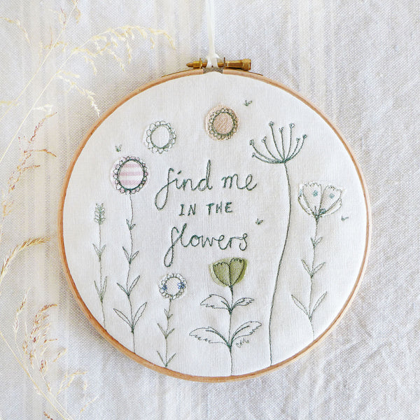 'Find Me in the Flowers' Embroidery Hoop Picture