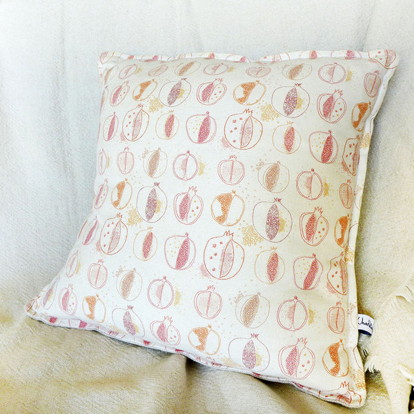 Ivory Pomegranates Linen Cushion