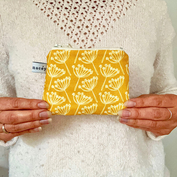 COIN PURSE - mustard yellow Cow Parsley