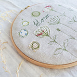 Natural Linen 'Bloom' Embroidery Hoop Picture