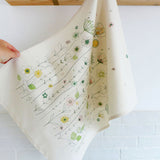 PRINTED COTTON TEA TOWEL - natural Wildflowers