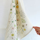 PRINTED COTTON TEA TOWEL - natural Wildflowers