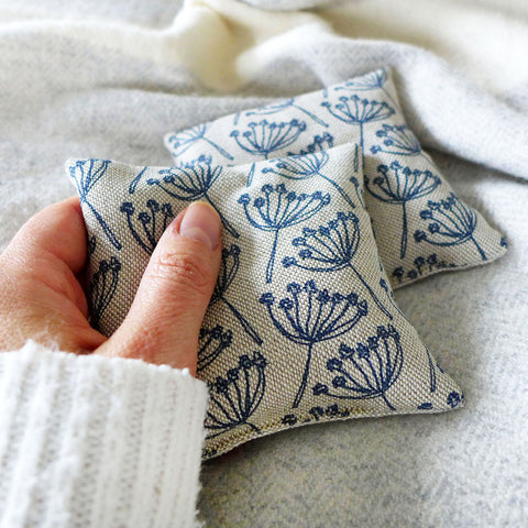 Navy Cow Parsley Wheat Hand Warmers
