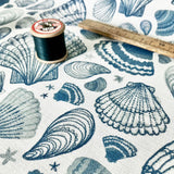 FABRIC - navy blue Seashells