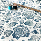 FABRIC - navy blue Seashells