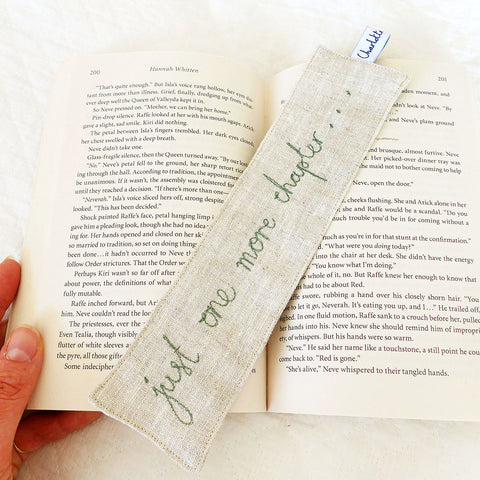 One More Chapter Embroidered Bookmark