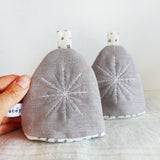 Pair of Embroidered Snowflake Linen Egg Cosies