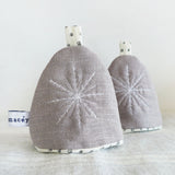 Pair of Embroidered Snowflake Linen Egg Cosies