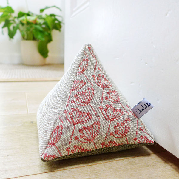 Poppy Cow Parsley Linen Doorstop