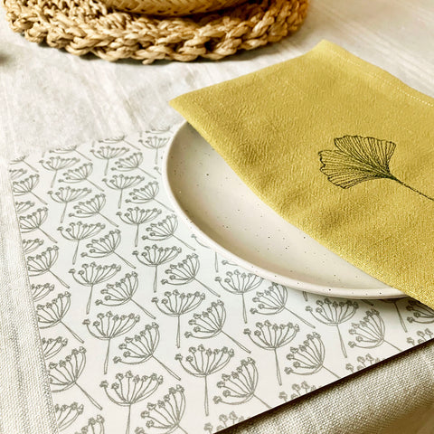Set of Dove Grey Cow Parsley Placemats