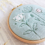 Small Duck Egg Wildflowers Embroidery Hoop Picture