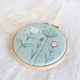 Small Duck Egg Wildflowers Embroidery Hoop Picture