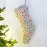 Strawberries Linen Stocking