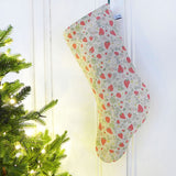 Strawberries Linen Stocking