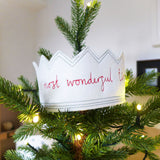 Embroidered Crown Tree Topper - The Most Wonderful Time