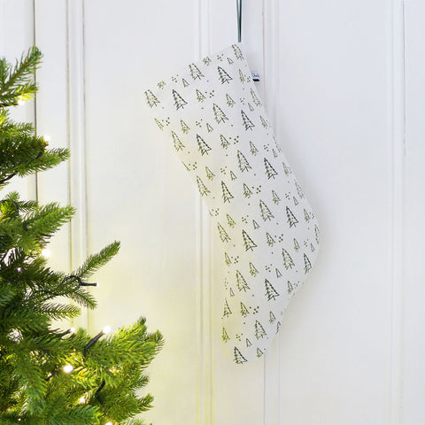 Winter Forest Linen Stocking