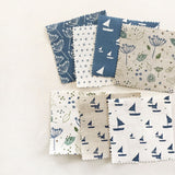 Charlotte Macey Printed Fabric - natural Blue Parsley