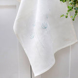 EMBROIDERED LINEN TEA TOWEL - cow parsley