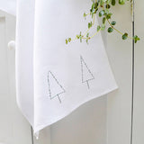 EMBROIDERED LINEN TEA TOWEL - Forest