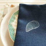 EMBROIDERED INK NAPKINS - mussel shell