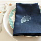 EMBROIDERED INK NAPKINS - mussel shell