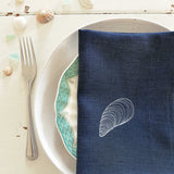 EMBROIDERED INK NAPKINS - mussel shell