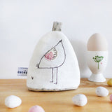 EGG COSY - embroidered ivory linen hen