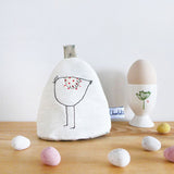 EGG COSY - embroidered ivory linen hen
