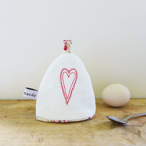 EGG COSY - embroidered linen Scandi heart
