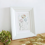 Ivory Wildflowers Embroidered Linen Picture