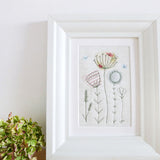 Ivory Wildflowers Embroidered Linen Picture