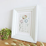Ivory Wildflowers Embroidered Linen Picture