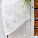 EMBROIDERED LINEN TEA TOWEL - leaves