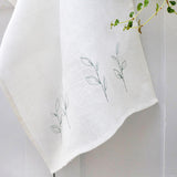 EMBROIDERED LINEN TEA TOWEL - leaves